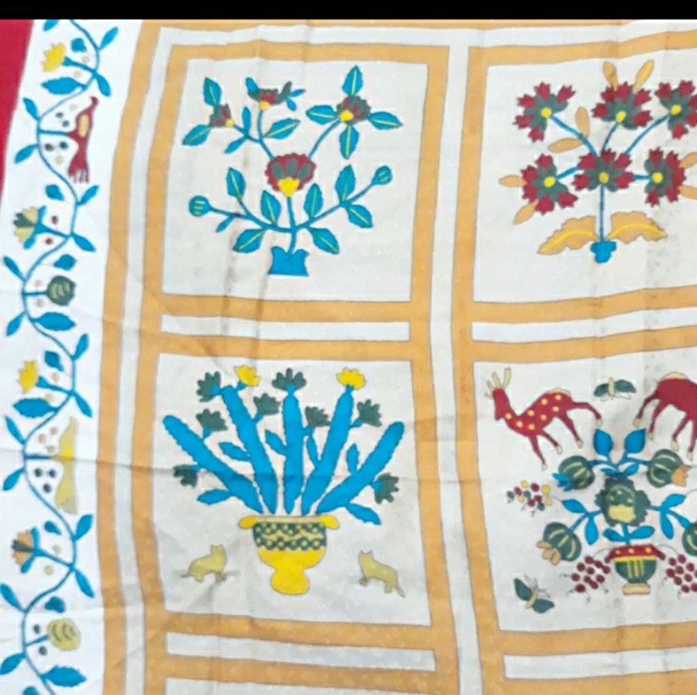 Laura Biagiotti silk scarf block floral animals